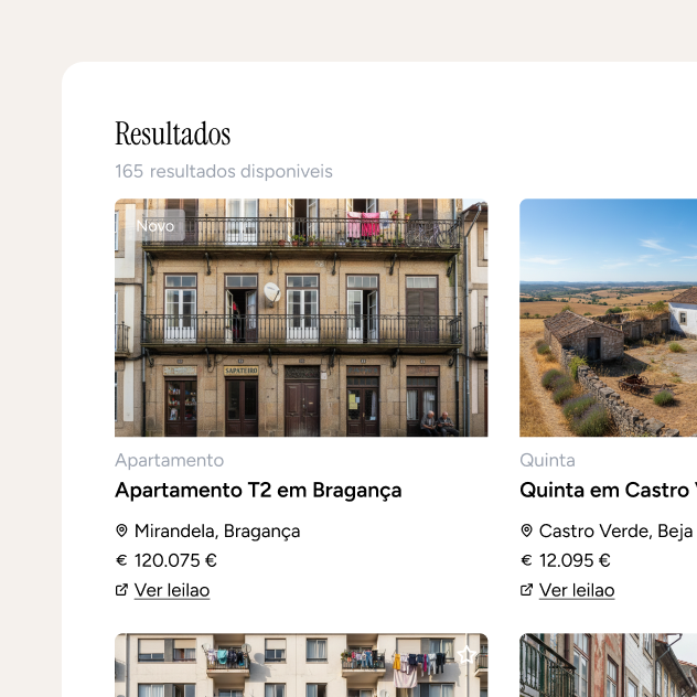 A plataforma de leilões